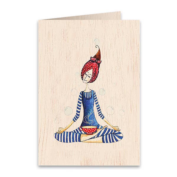 Yoga Grußkarte aus Holz - The Baltic Shop
