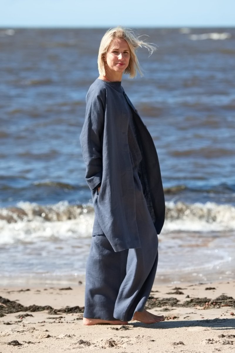 Zeitloser und leichter Mantel "Amber" aus OEKO TEX Leinen - The Baltic Shop
