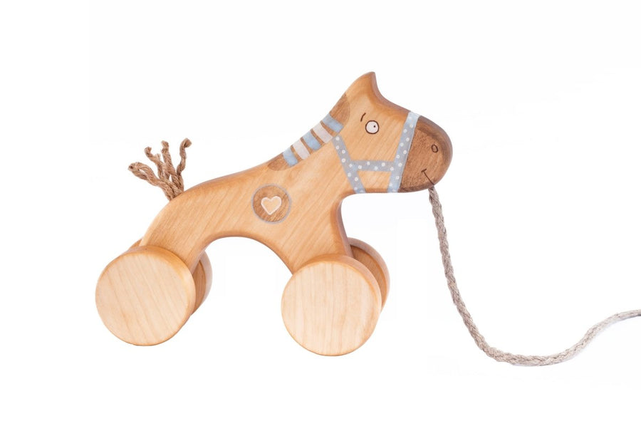 Ziehpferd in Blau aus Birkenholz - The Baltic Shop