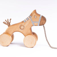 Ziehpferd in Blau aus Birkenholz - The Baltic Shop