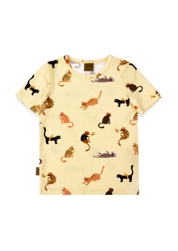 Gelber T-Shirt mit Katzen - The Baltic Shop