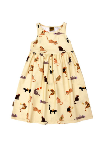Gelbes Kleid mit Katzenprint - The Baltic Shop