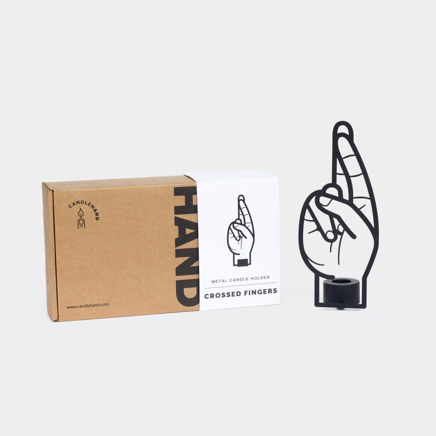 Kerzenhalter aus Metall mit gekreuzten Fingern - The Baltic Shop