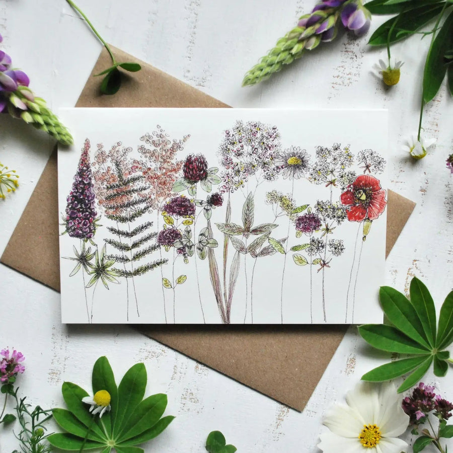 Rustikale Klappkarte mit Blumenkarte - The Baltic Shop