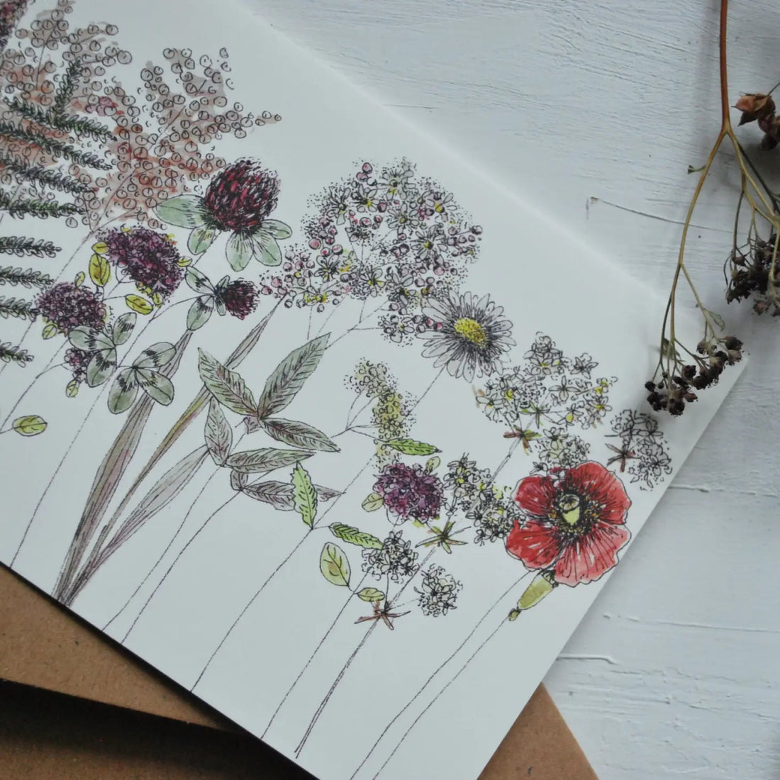 Rustikale Klappkarte mit Blumenkarte - The Baltic Shop