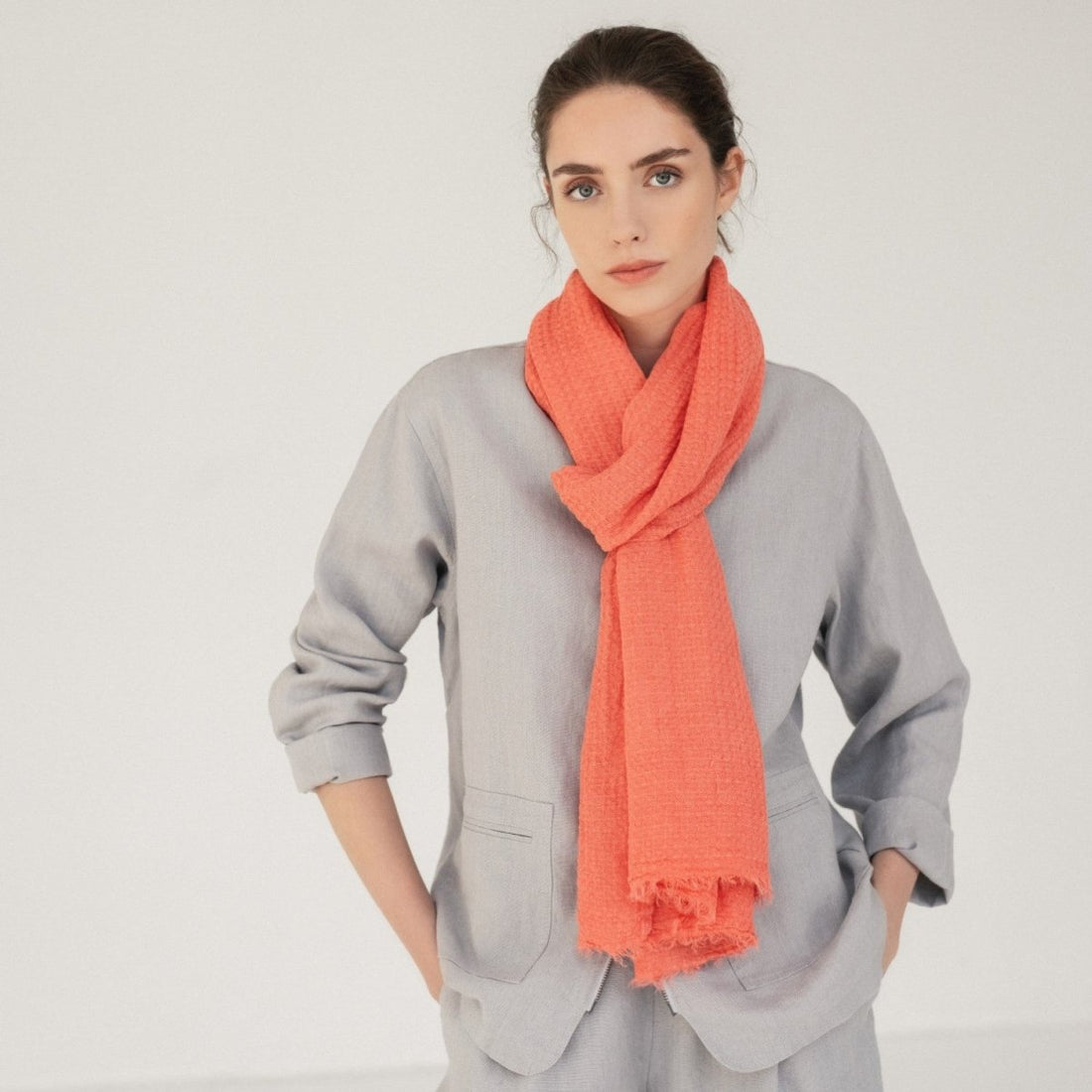 Sea Coral Leinen Dandelion Schal - The Baltic Shop