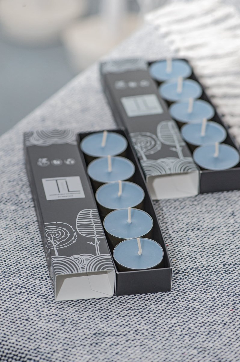 Teekerzenset aus Sojawachs mit Bernsteinduft. - The Baltic Shop