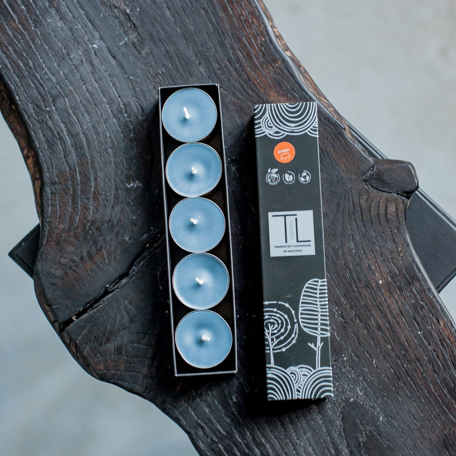 Teekerzenset aus Sojawachs mit Bernsteinduft. - The Baltic Shop