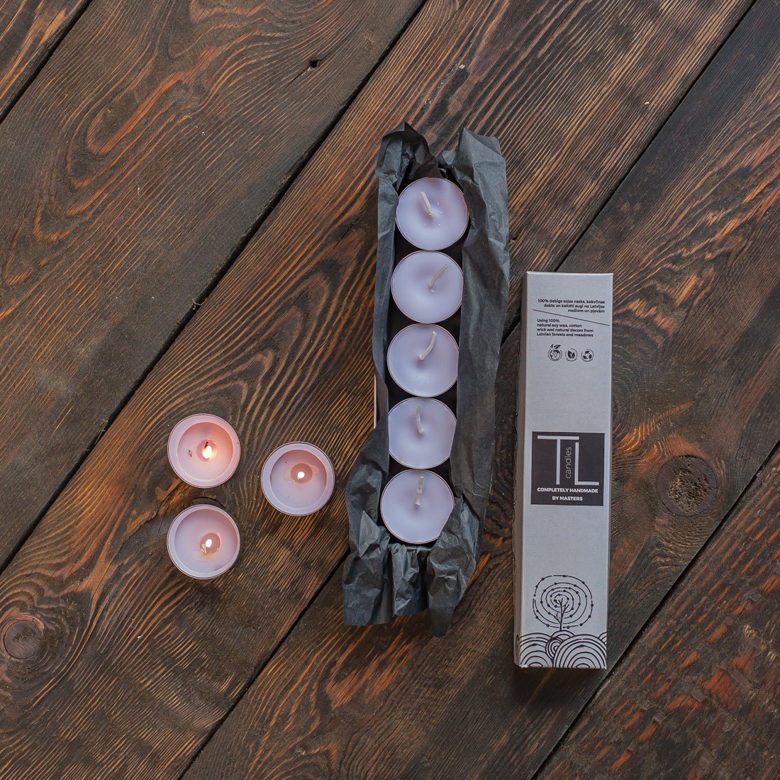 Teekerzenset aus Sojawachs mit Lavendelduft - The Baltic Shop