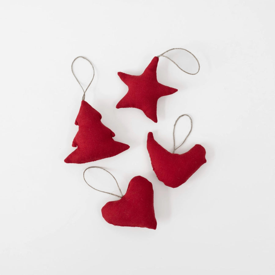 Weihnachtsbaumschmuck aus Naturleinen, 4er-Set - The Baltic Shop
