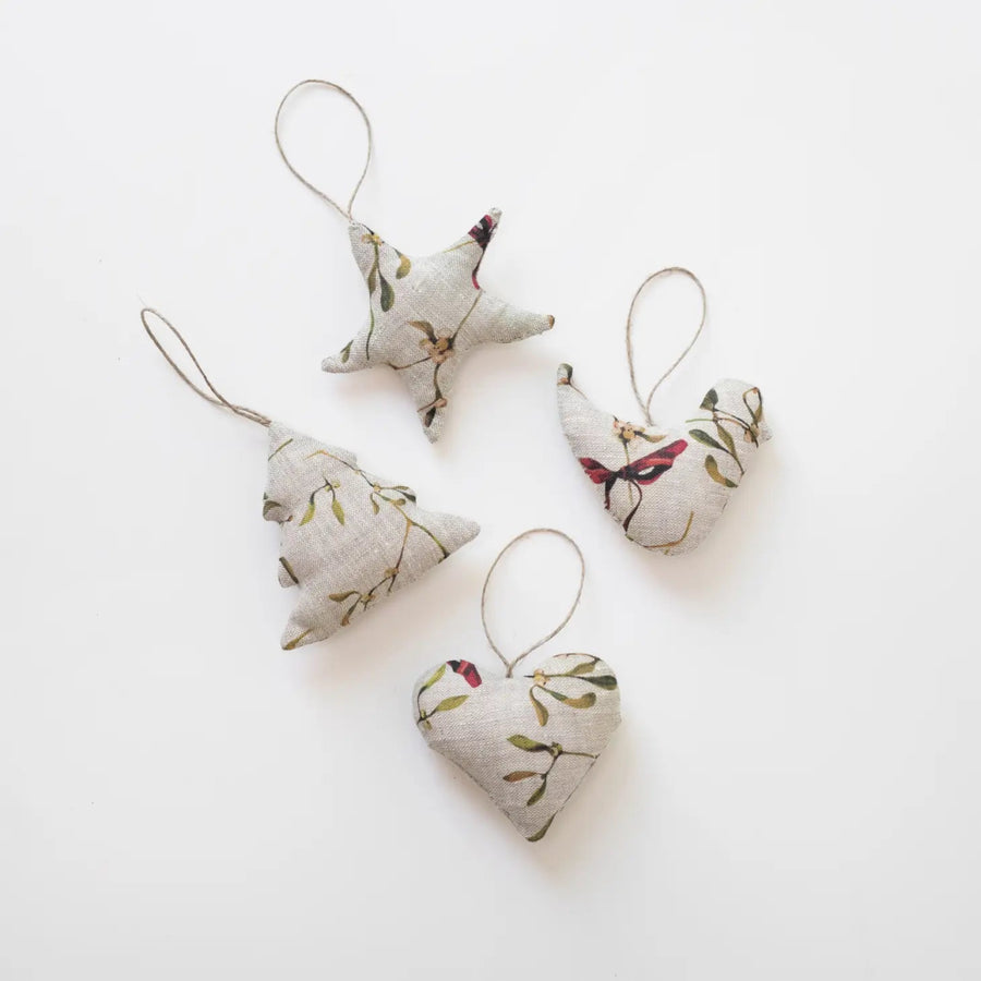 Weihnachtsbaumschmuck aus Naturleinen, 4er-Set - The Baltic Shop