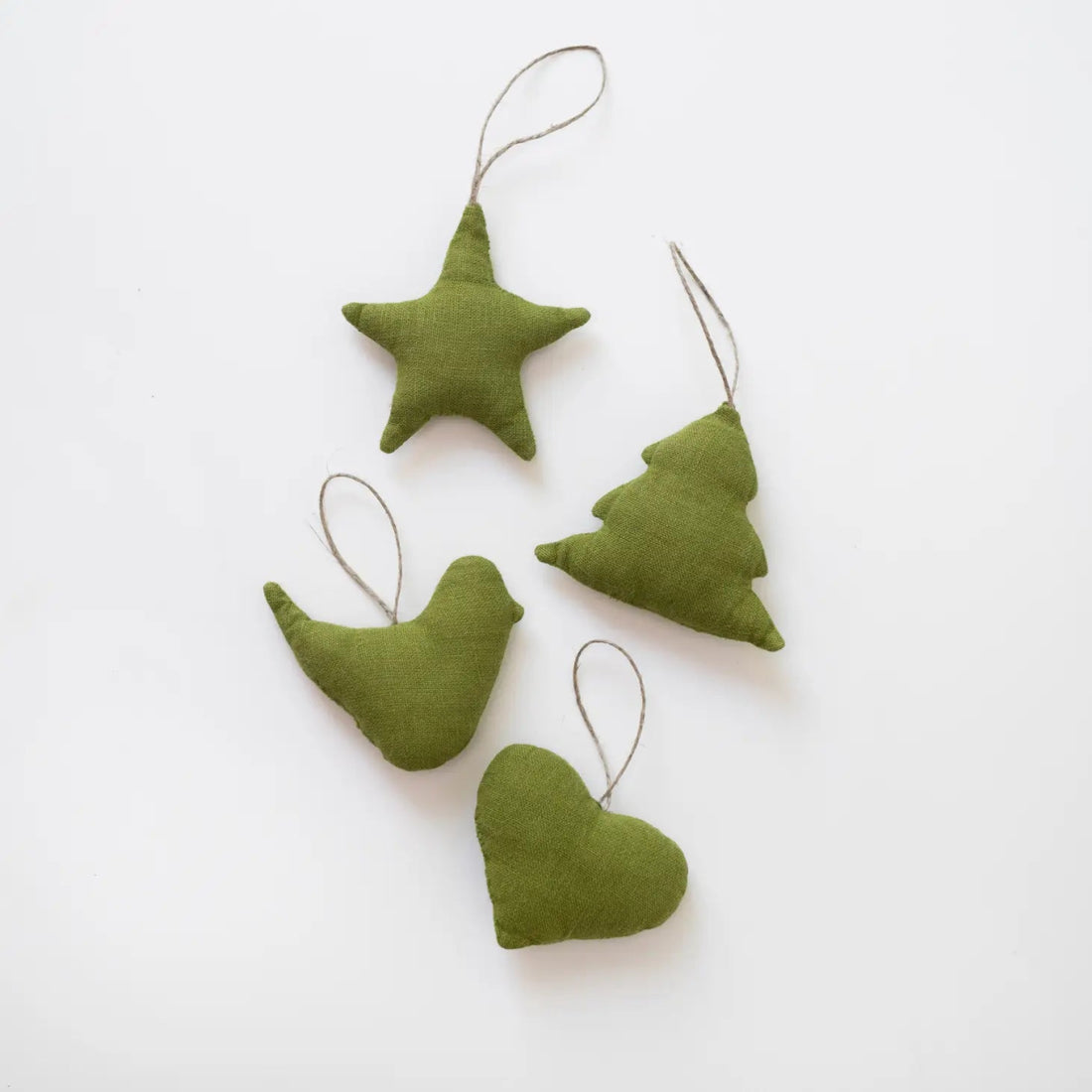 Weihnachtsbaumschmuck aus Naturleinen, 4er-Set - The Baltic Shop
